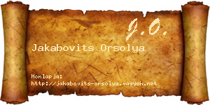 Jakabovits Orsolya névjegykártya